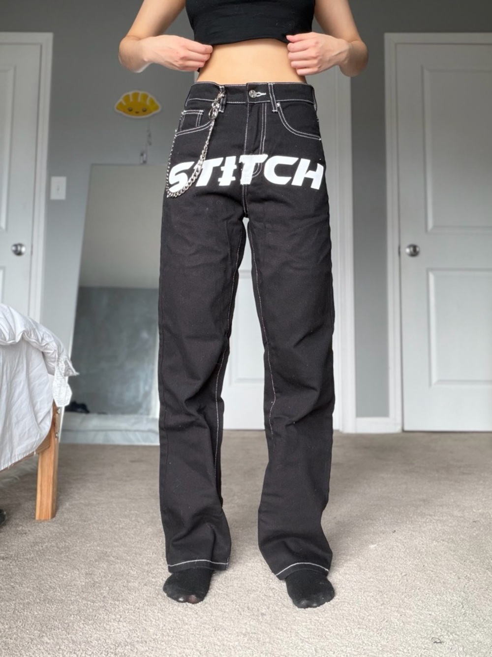Y2K STITCH Graphic Embroidered Denim